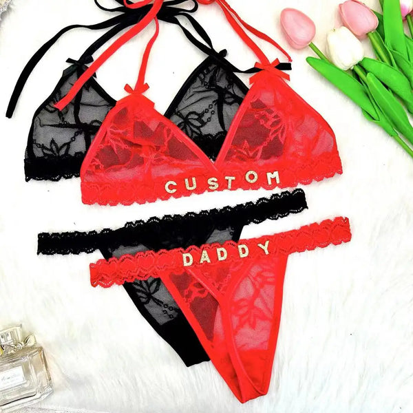 Personalized Rhinestone Lingerie Set